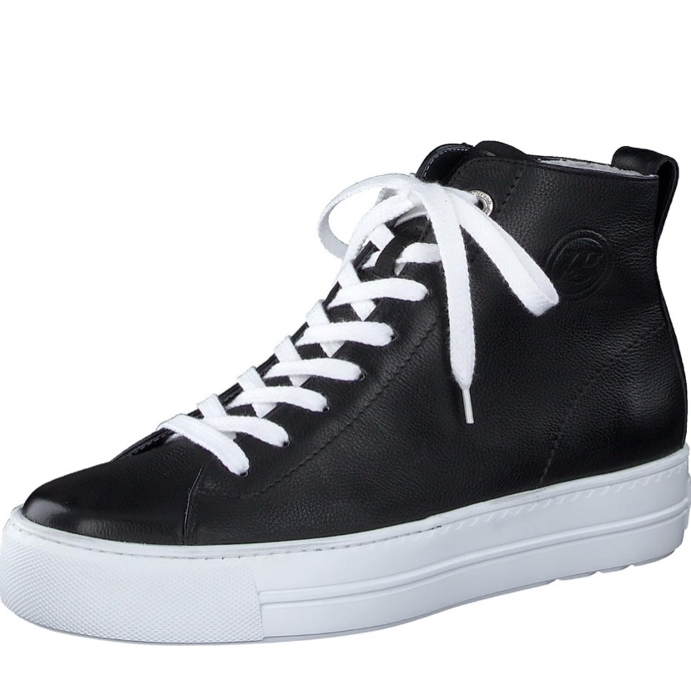 Black LEATHER High Top Sneaker US 8 New.